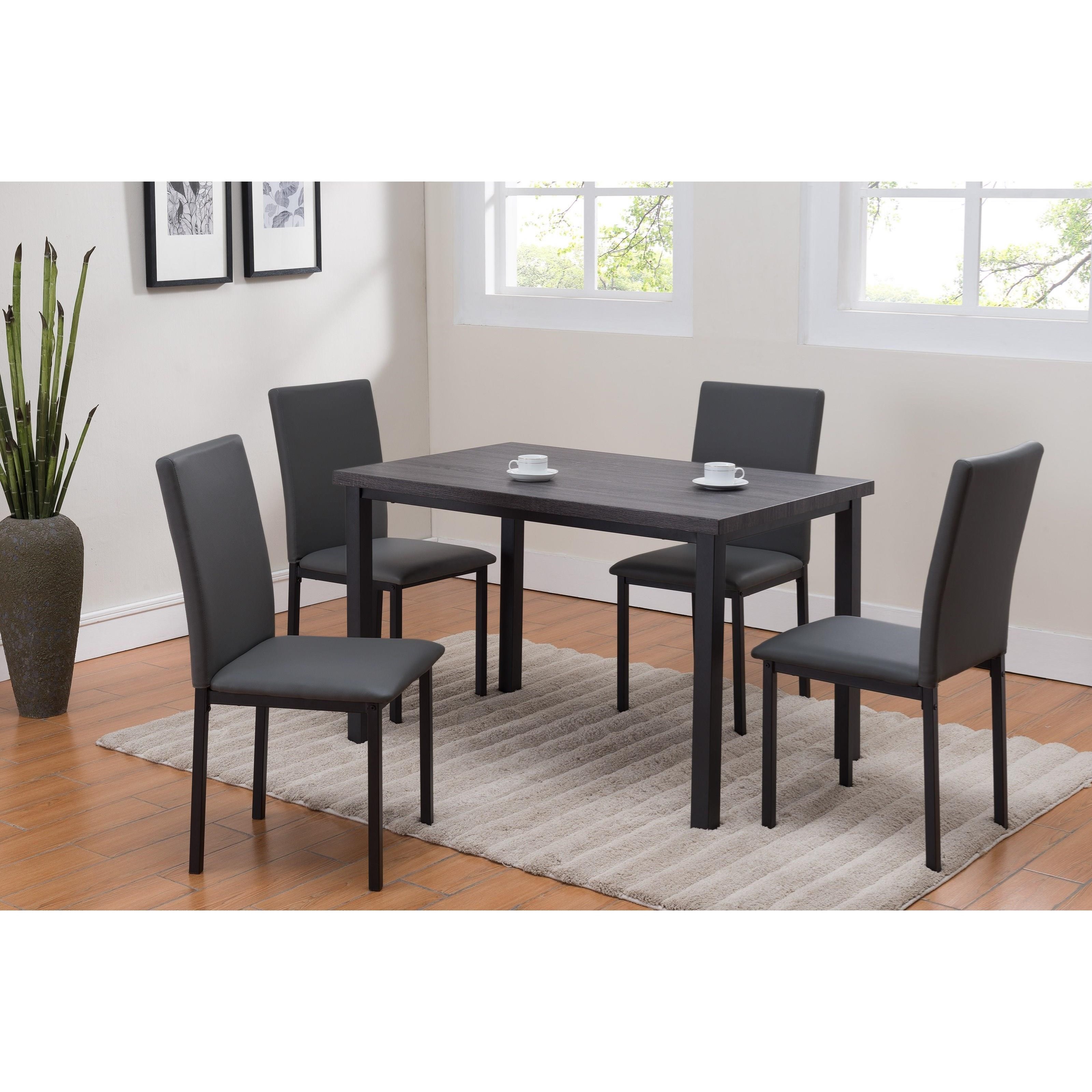 Crown Mark Orlo Casual 5 Piece Dinette With Table And Upholstered