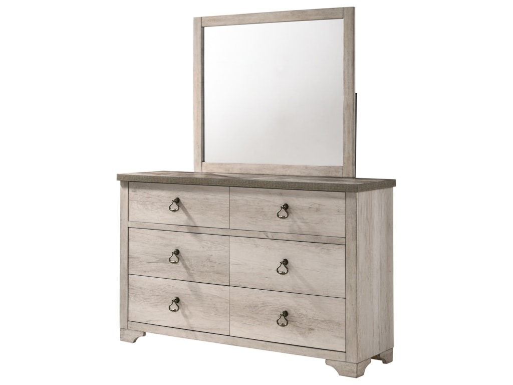 Crown Mark Patterson Coastal Cottage Distressed Six Drawer Dresser