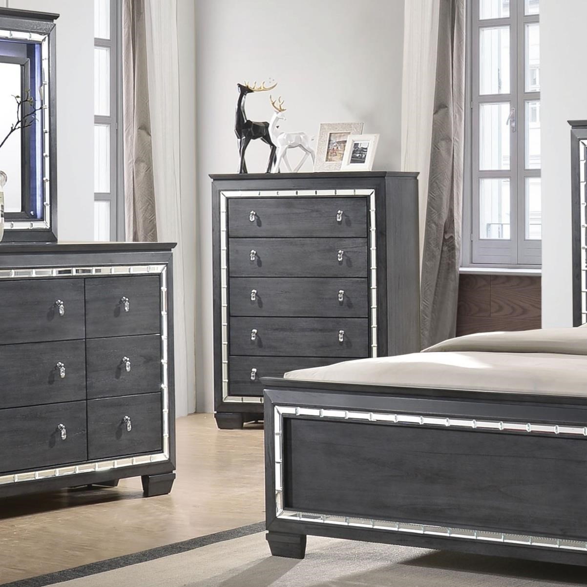 Crown Mark Perina B7000 4 Contemporary Chest With Mirror Accents