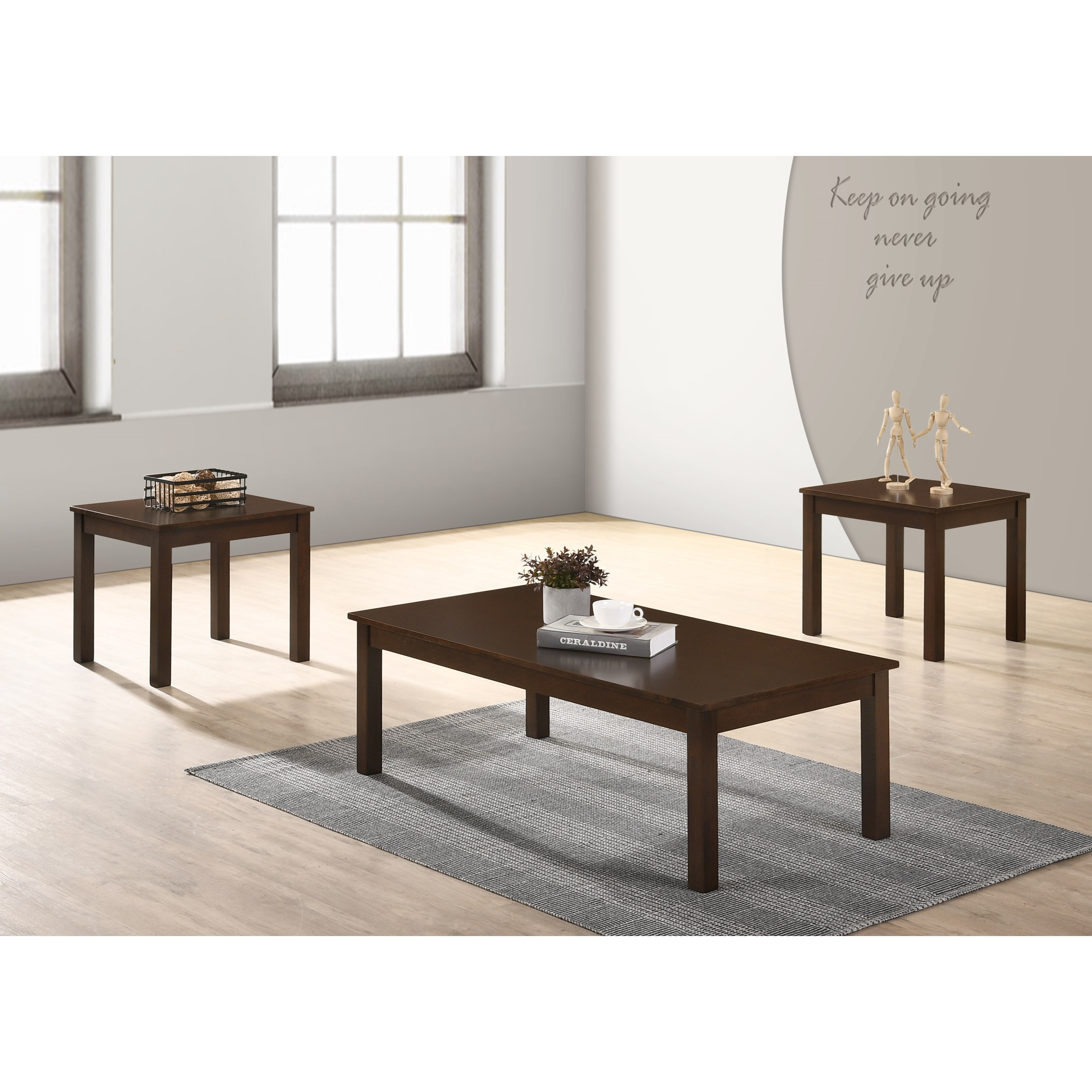 Crown Mark Pierce 4711set Brn Contemporary 3 Piece Occasional Table Set Dunk Bright Furniture Occasional Groups
