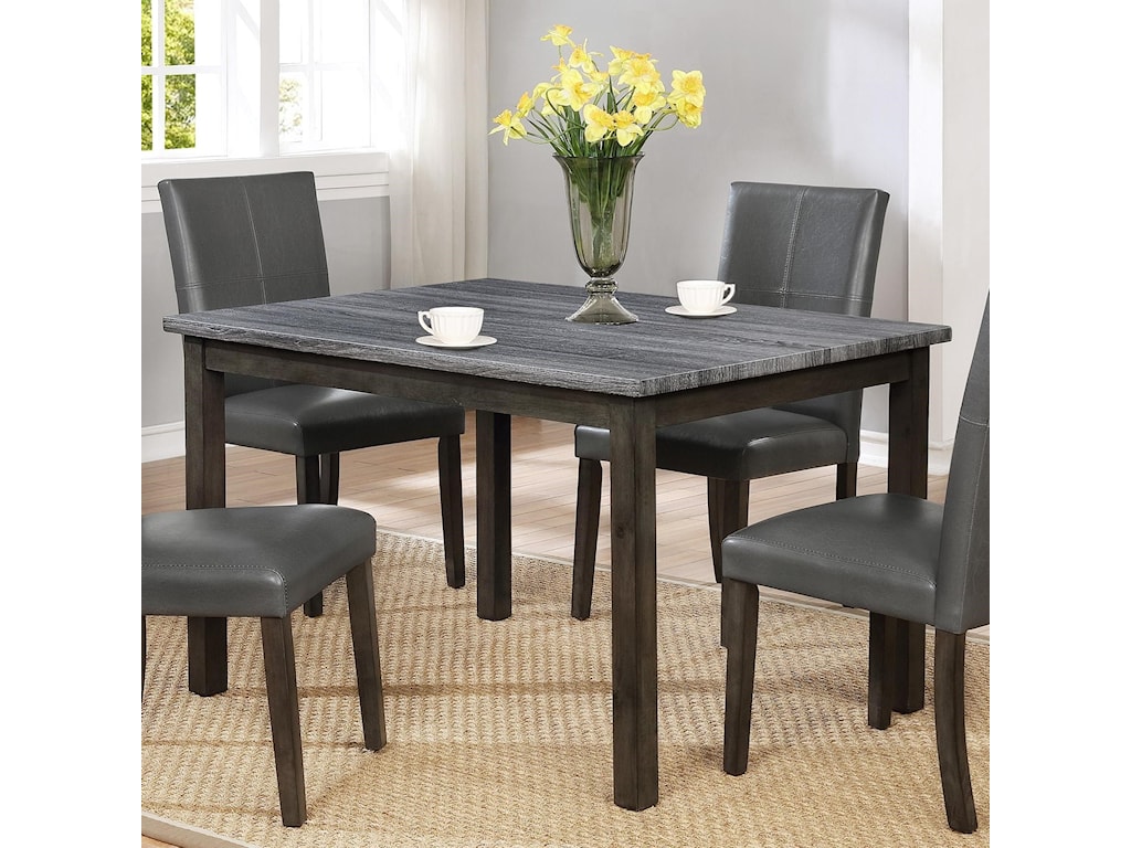Crown Mark Pompei Two Tone Rectangular Dining Table With Weathered Grey Top Royal Furniture Dining Tables