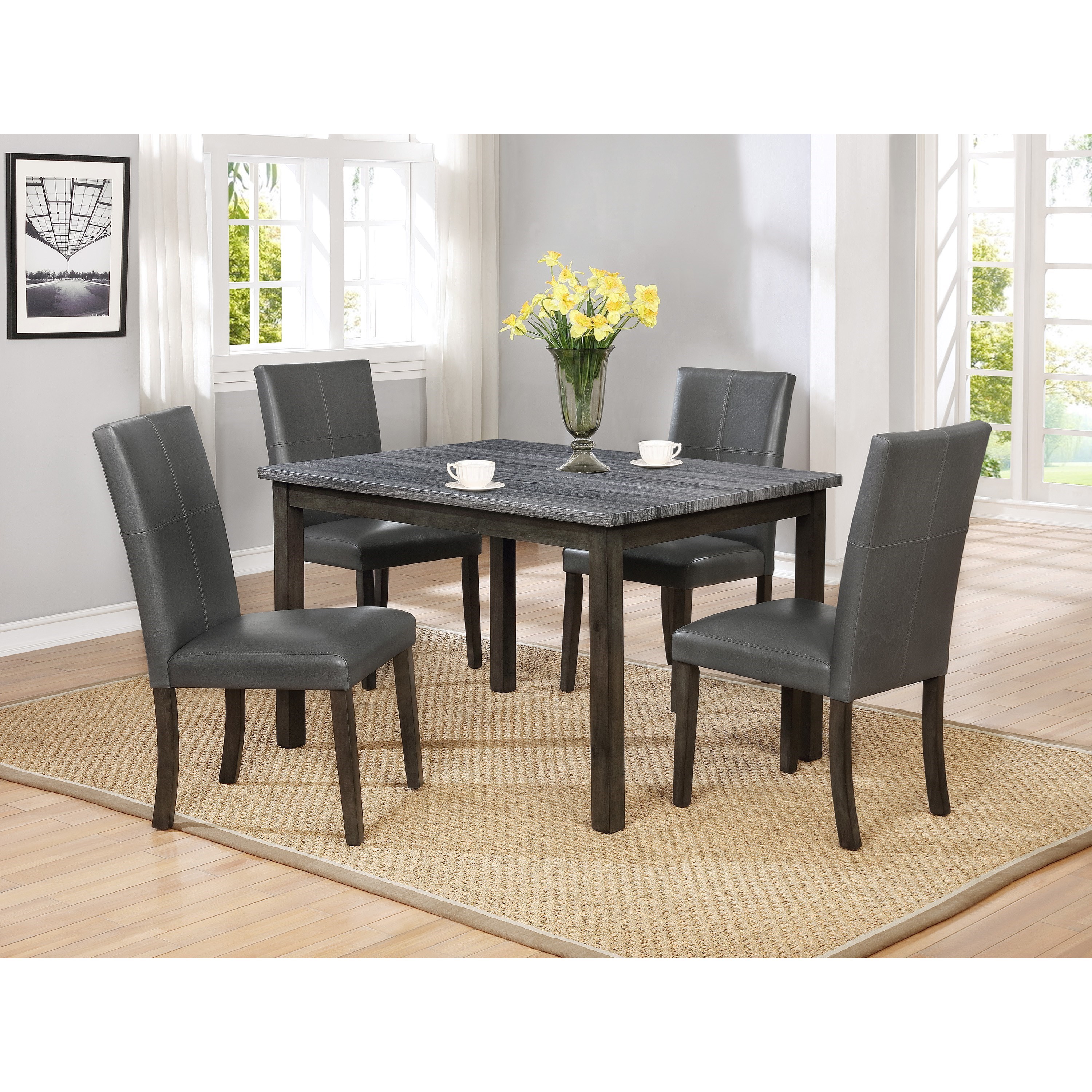 Crown Mark Pompei 2377gy T 3648 Two Tone Rectangular Dining Table