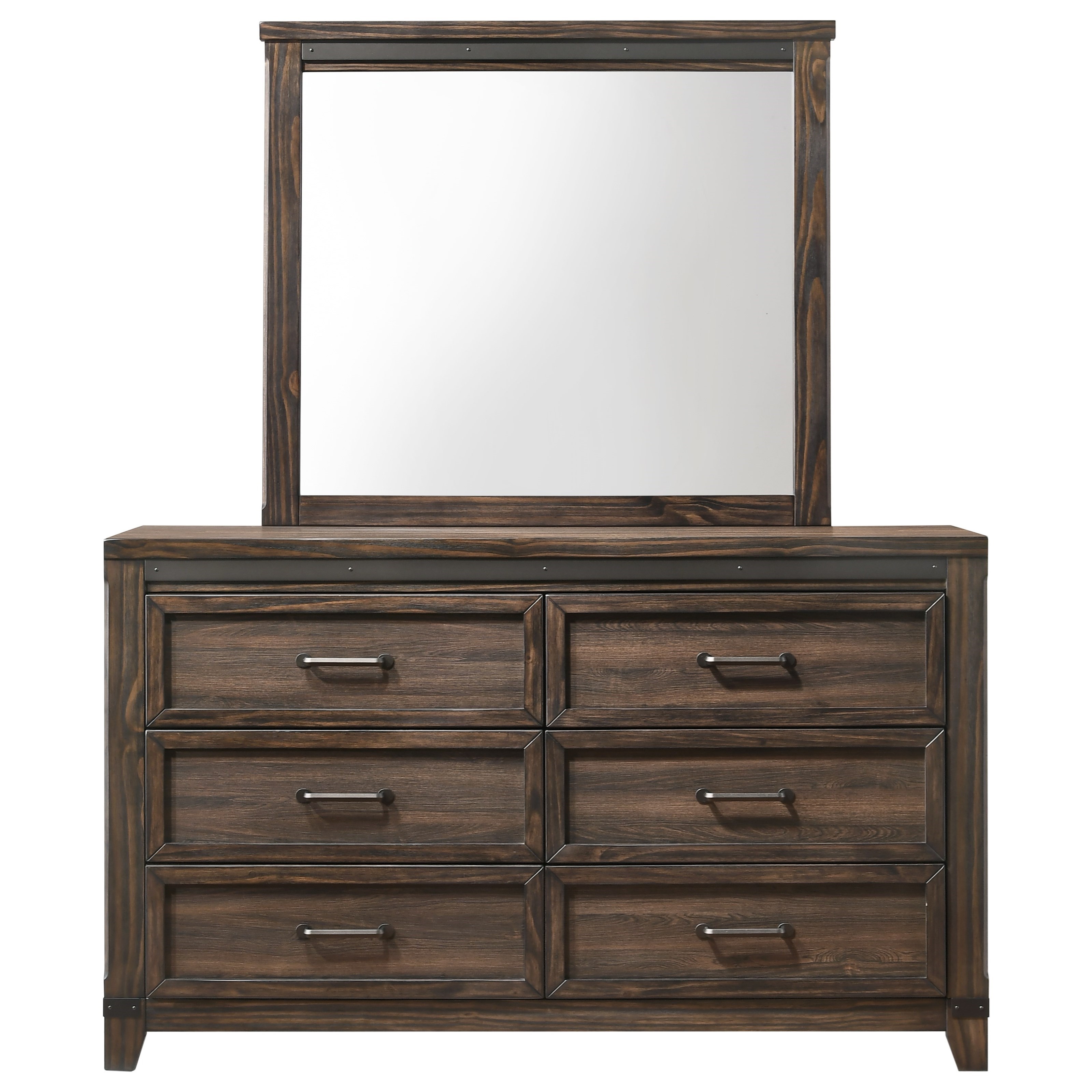 Crown Mark Presley Five Drawer Chest And Mirror Set With Metal