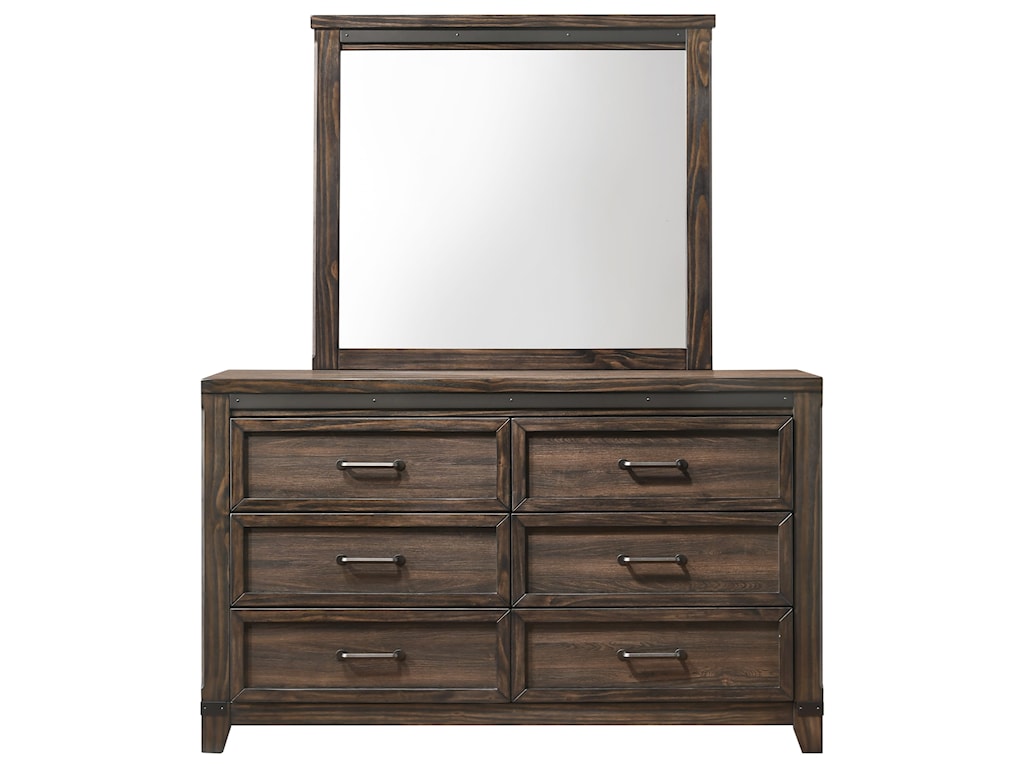 Crown Mark Presley Five Drawer Chest And Mirror Set With Metal