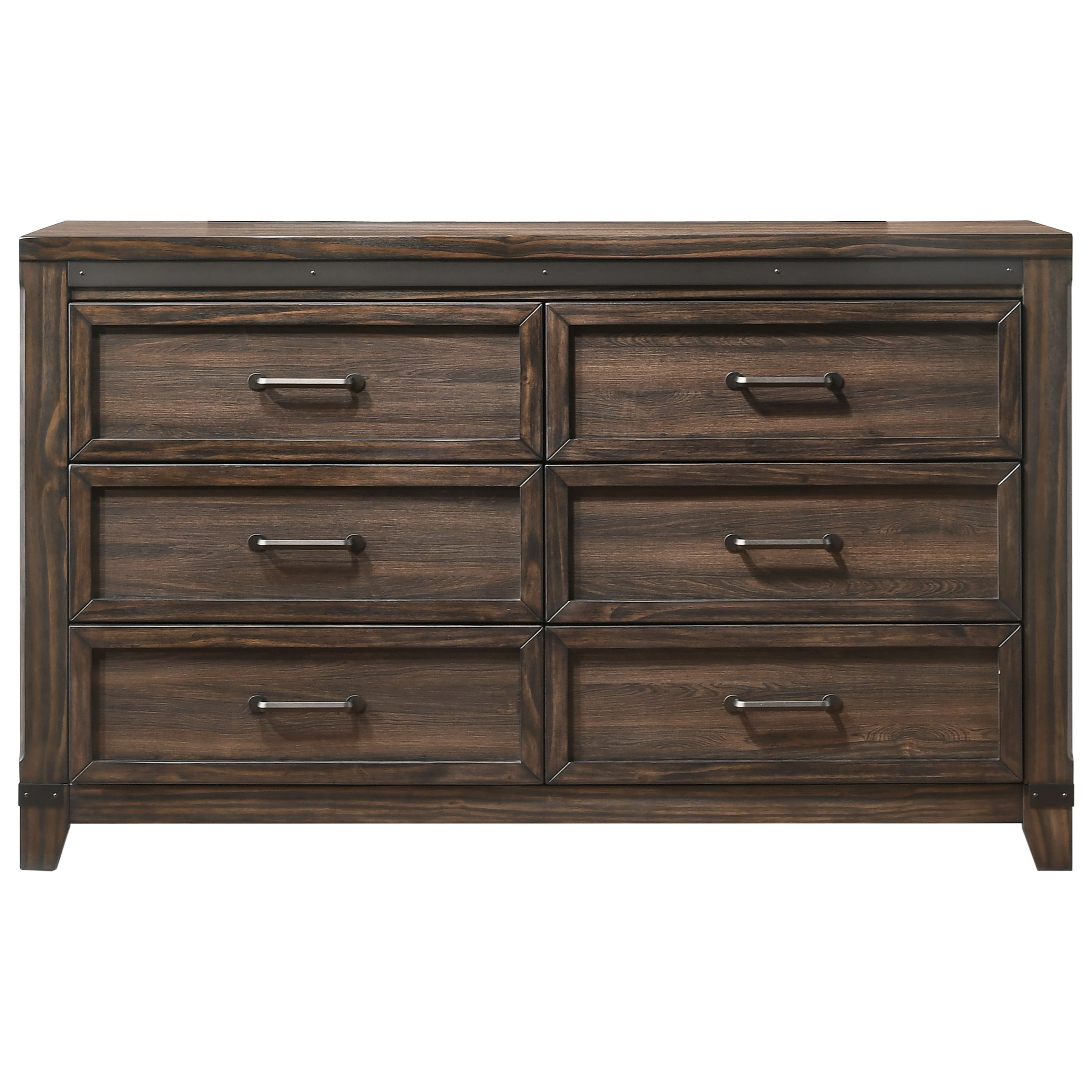 Crown Mark Presley B3150 1 Six Drawer Dresser With Metal Hardware