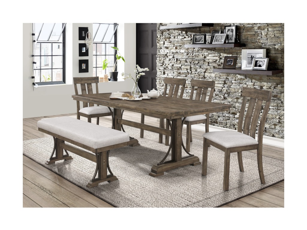 Crown Mark Quincy Dining Set With Bench Royal Furniture Table Chair Set With Bench