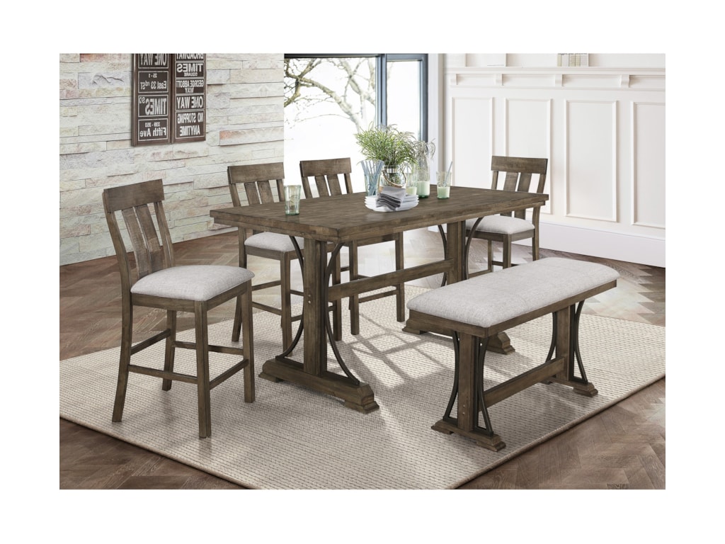 Crown Mark Quincy Counter Height Dining Set With Bench Royal