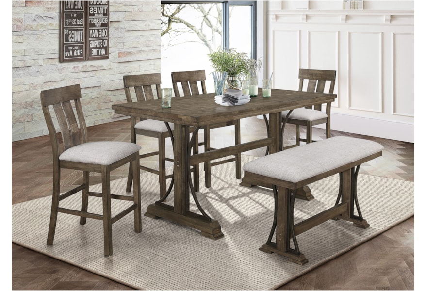 Crown Mark Quincy Counter Height Dining Set With Bench Northeast
