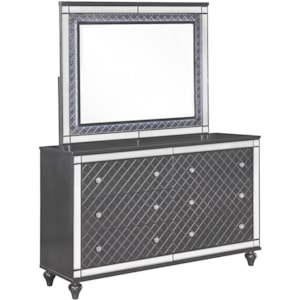 Crown Mark Refino Glam Dresser And Mirror Set With Mirror Plating Wilcox Furniture Dresser Mirror Sets