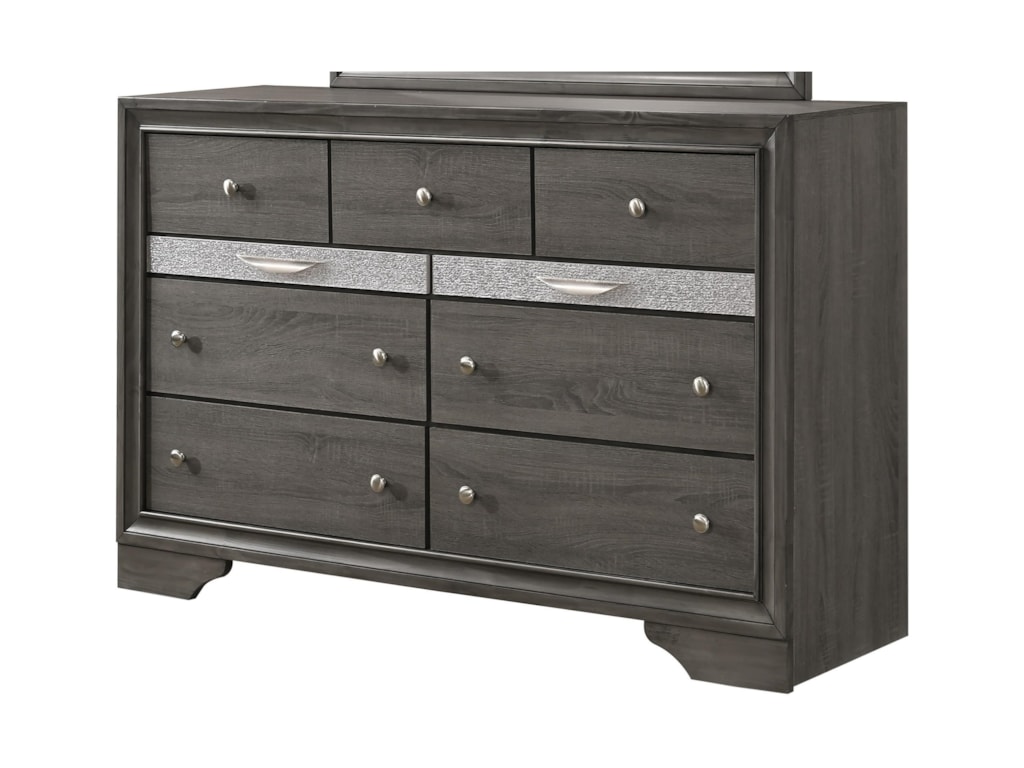 Crown Mark Regata Contemporary 9 Drawer Dresser With 2 Jewelry