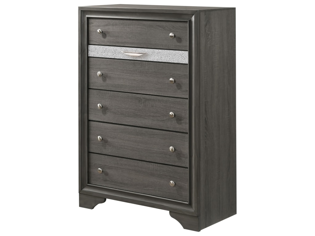 Crown Mark Regata B4650 4 Contemporary 6 Drawer Chest With Jewelry Regata Contemporary 6 Drawer Chest With Jewelry By Crown Mark