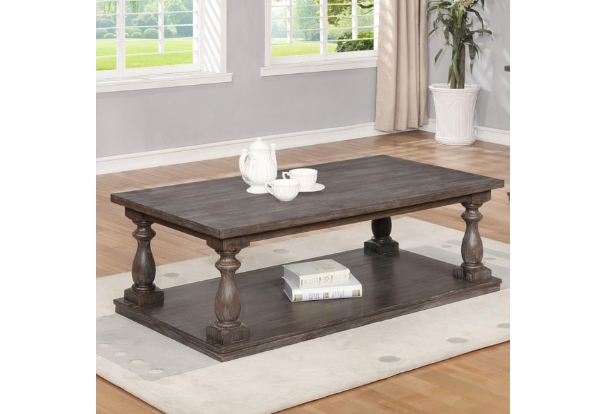 Crown Mark Regent Coffee Table With Four Casters And Turned Crown Mark Regent Coffee Table With Four Casters And Turned