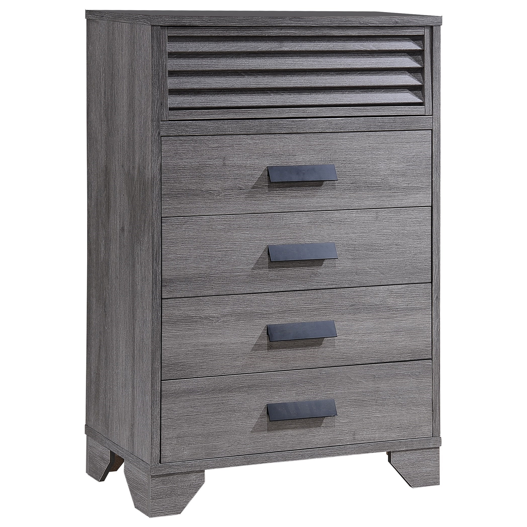 Crown Mark Sarter B4760 4 Casual Five Drawer Weathered Gray Chest