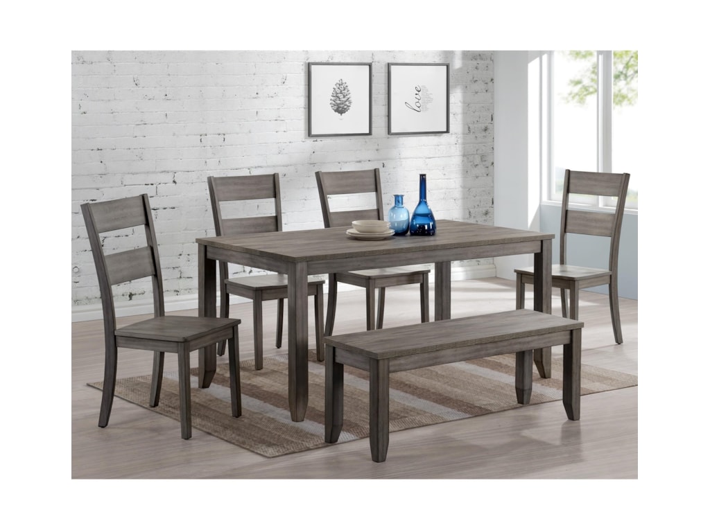 Crown Mark Sean 6 Piece Dining Set With Bench Wayside Furniture Table Chair Set With Bench