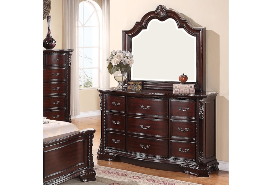 Crown Mark Sheffield 9 Drawer Dresser And Mirror Set Catalog