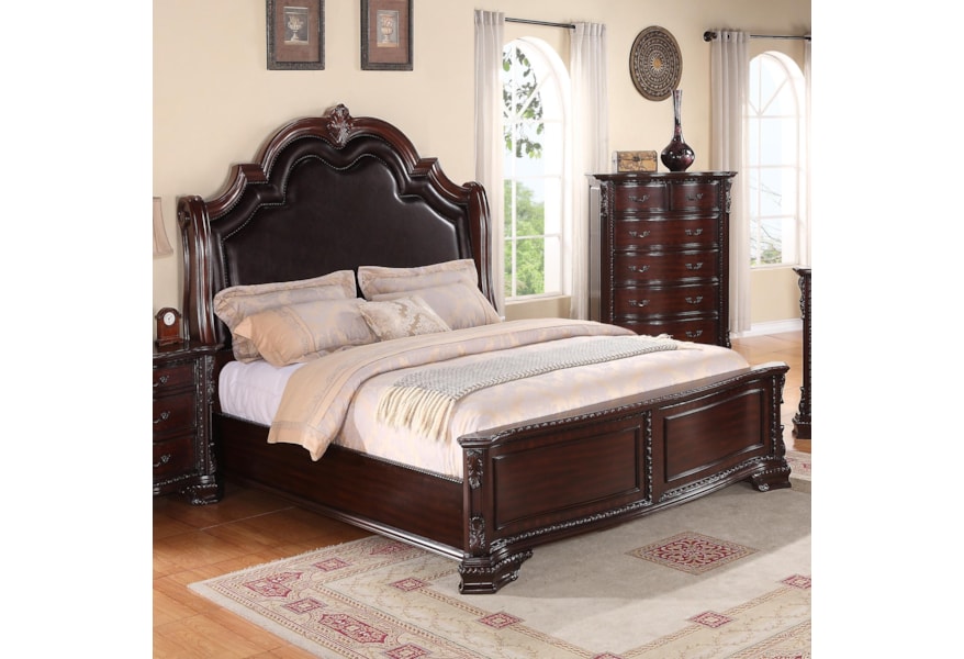 Crown Mark Sheffield King Panel Bed With Upholstered Headboard And