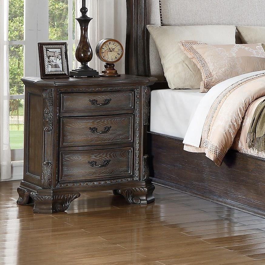 Sheffield Night Stand With Bracket Feet And Three Drawers By Crown Mark At Dunk Bright Furniture