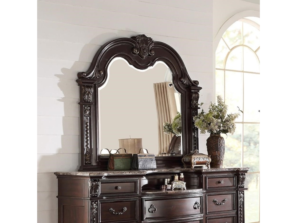 Crown Mark Stanley Bedroom Traditional Framed Dresser Mirror Royal Furniture Mirrors Traditional Framed Dresser Mirror
