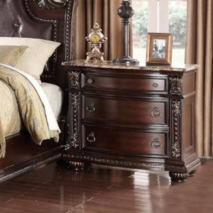 Crown Mark Furniture Stanley Bedroom B1600 2 Traditional Nightstand With Marble Top Del Sol Furniture Night Stands
