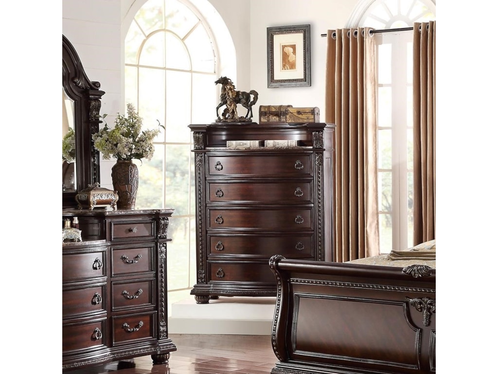 Crown Mark Stanley Bedroom Traditional Chest Of Drawers Royal Furniture Drawer Chests