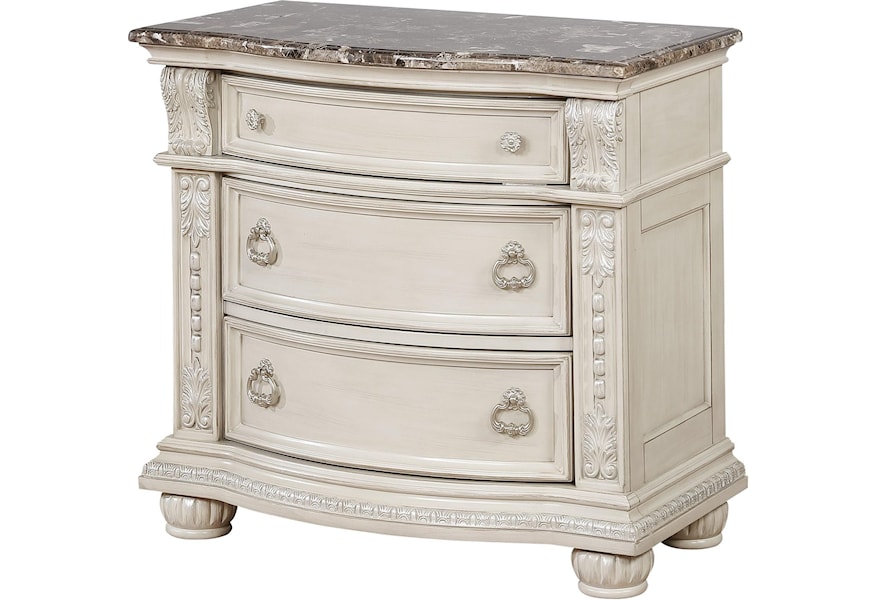 Crown Mark Stanley B1630 2 Traditional Nightstand With Marble Top Northeast Factory Direct Night Stands