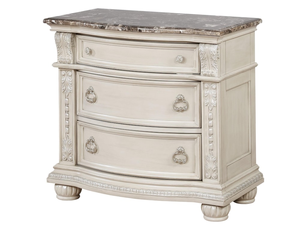 Crown Mark Stanley Traditional Nightstand With Marble Top Royal Crown Mark Stanley Traditional Nightstand With Marble Top