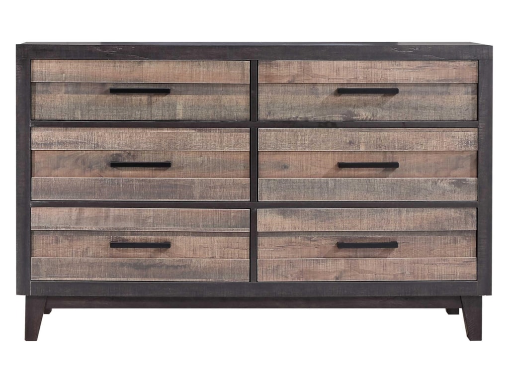 Crown Mark Tacoma Rustic 6 Drawer Dresser Royal Furniture Dressers