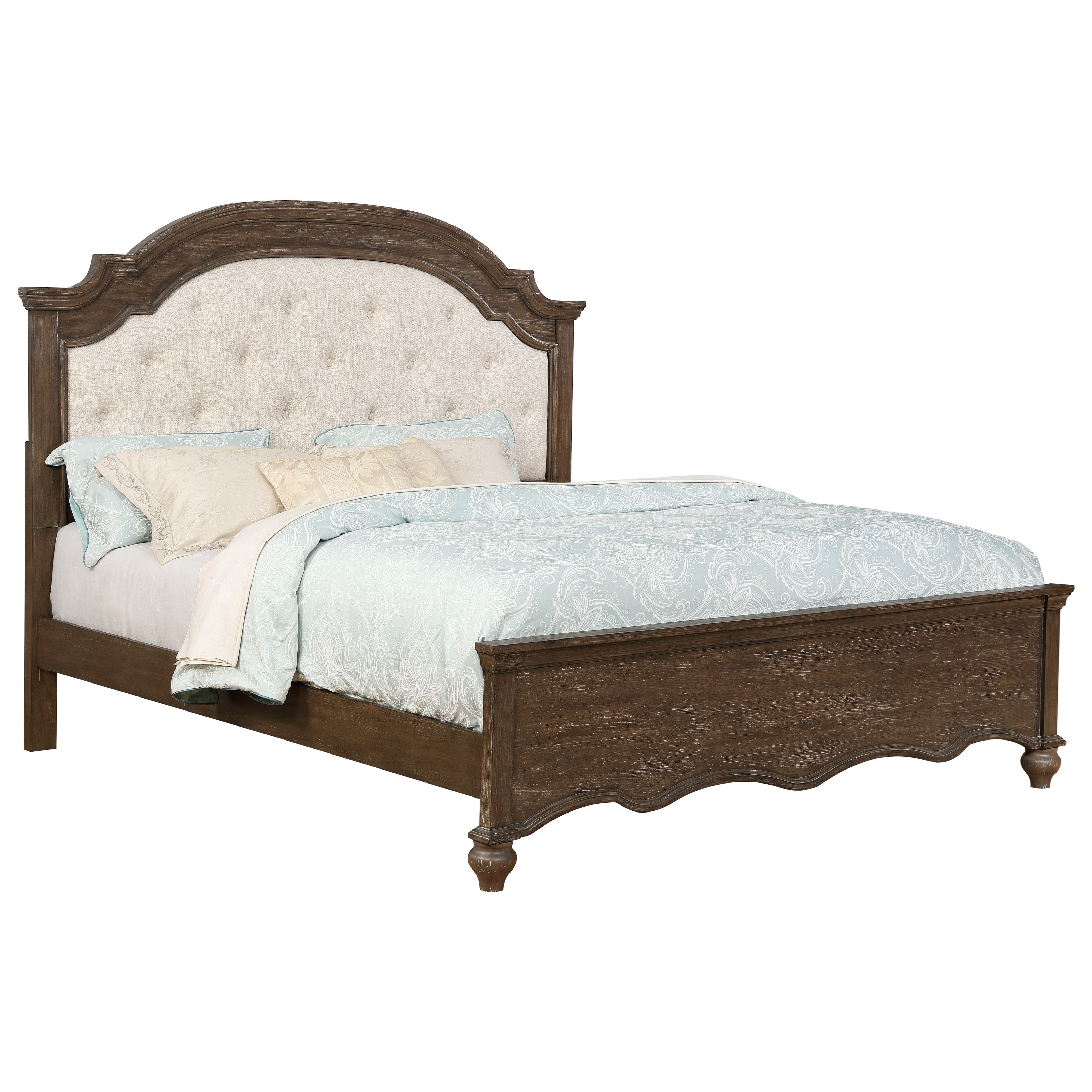 Crown Mark Tafton Cottage Style Queen Bed With Upholstered