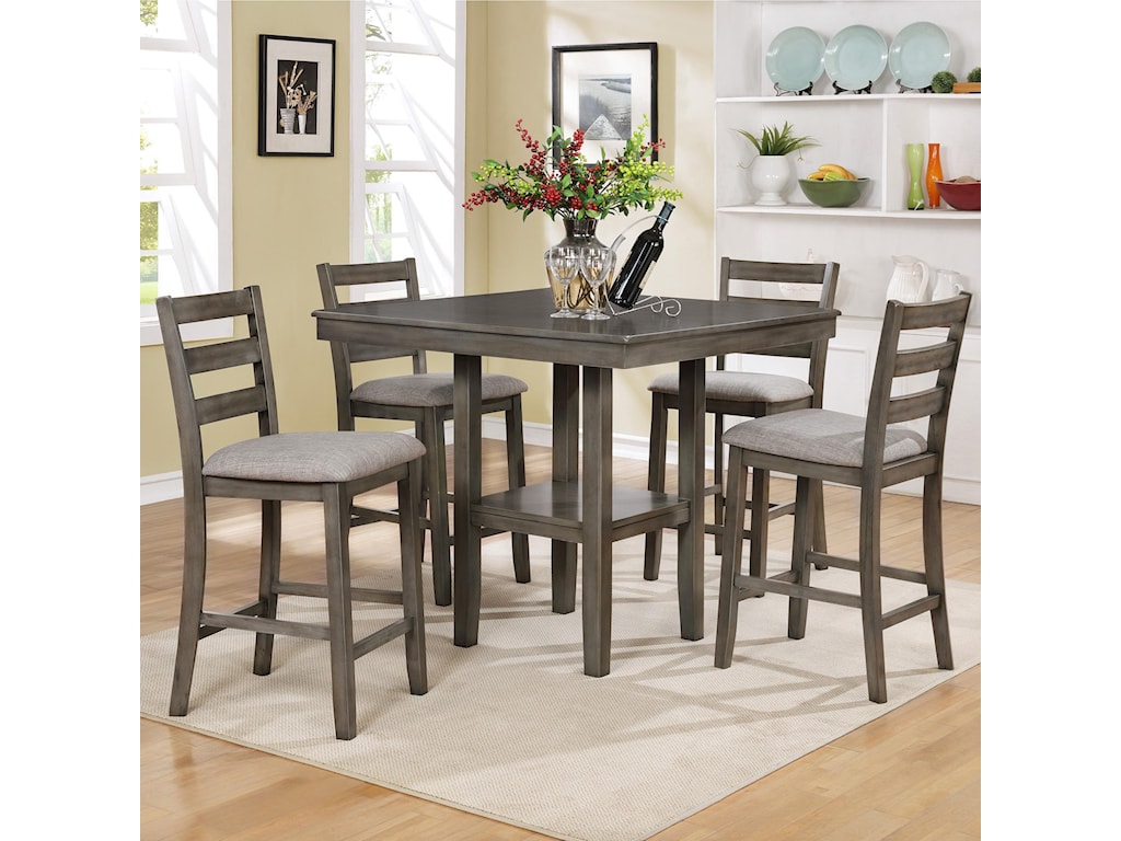 Crown Mark Tahoe 5 Piece Counter Height Table And Chairs Set Royal Furniture Pub Table And Stool Sets