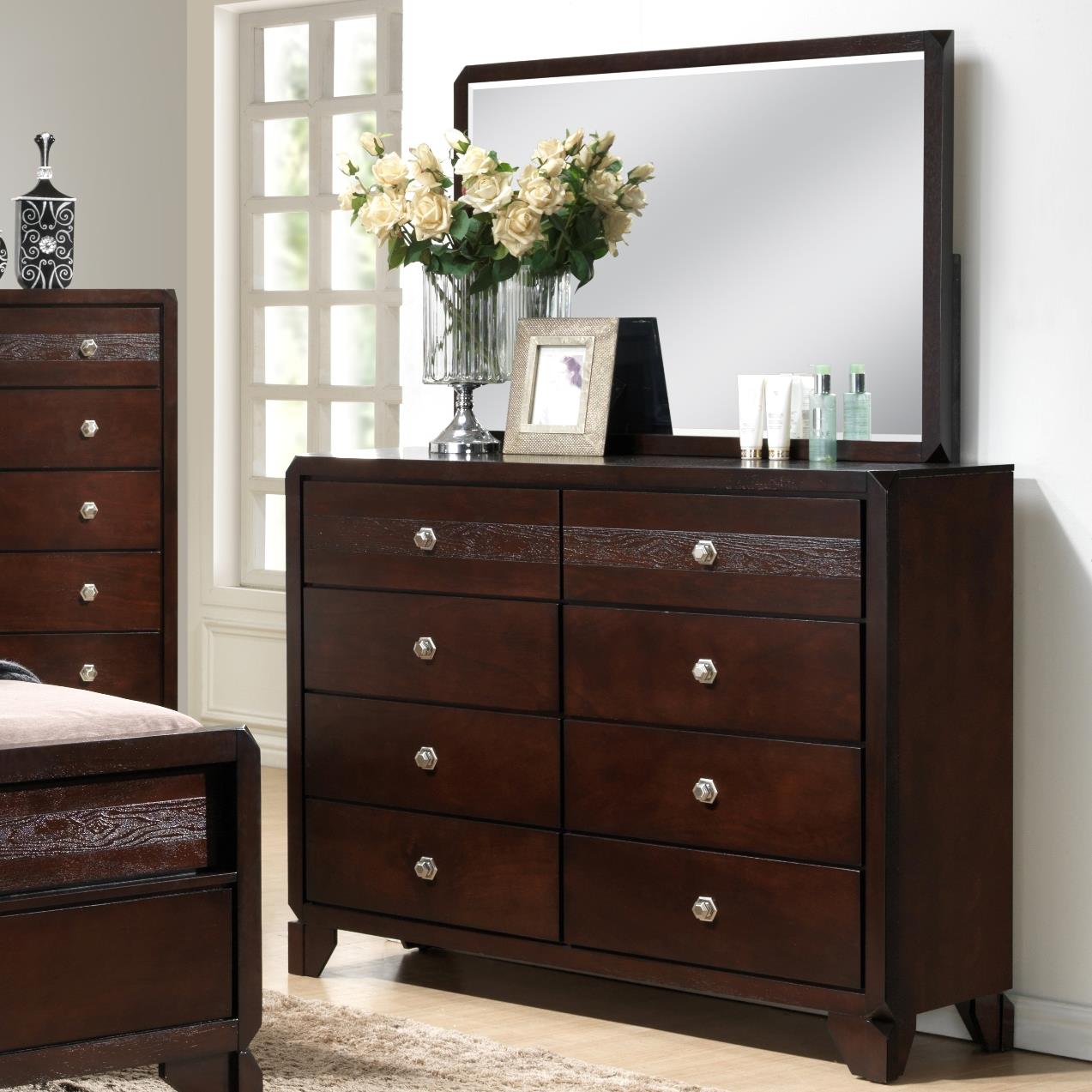 Crown Mark Tamblin Dresser And Mirror Set With Clipped Corners Sam Levitz Furniture Dresser Mirror