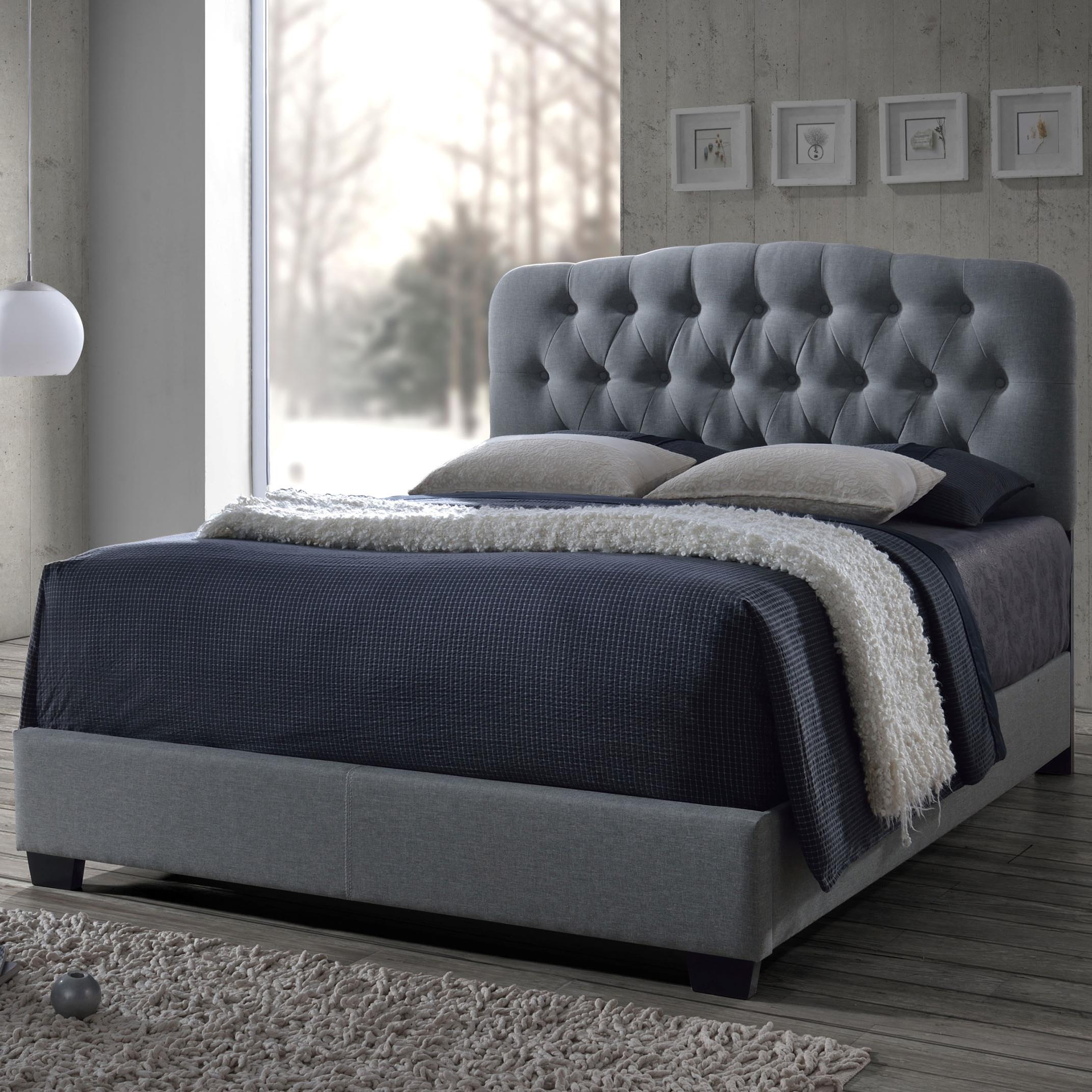 Crown Mark Tilda Light Grey King Upholstered Bed Darvin Furniture Upholstered Beds