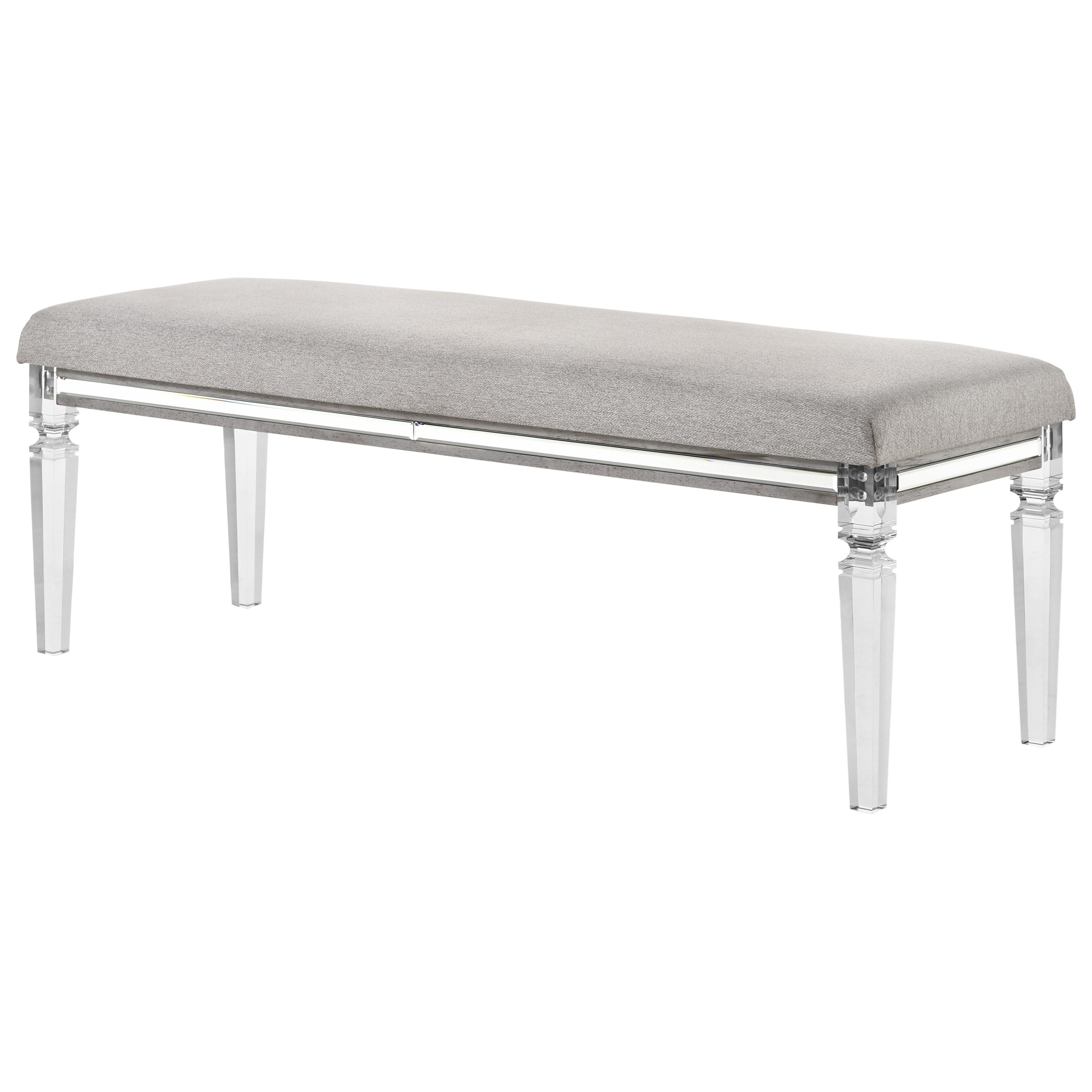 Crown Mark Vail Glam Upholstered Bed Bench With Mirrored Accents