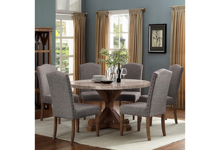 CM Vesper Dining 1211T-54-TOP+BASE+6xS Dining with Round | Del Sol Furniture Dining 7 (or more) Piece Sets