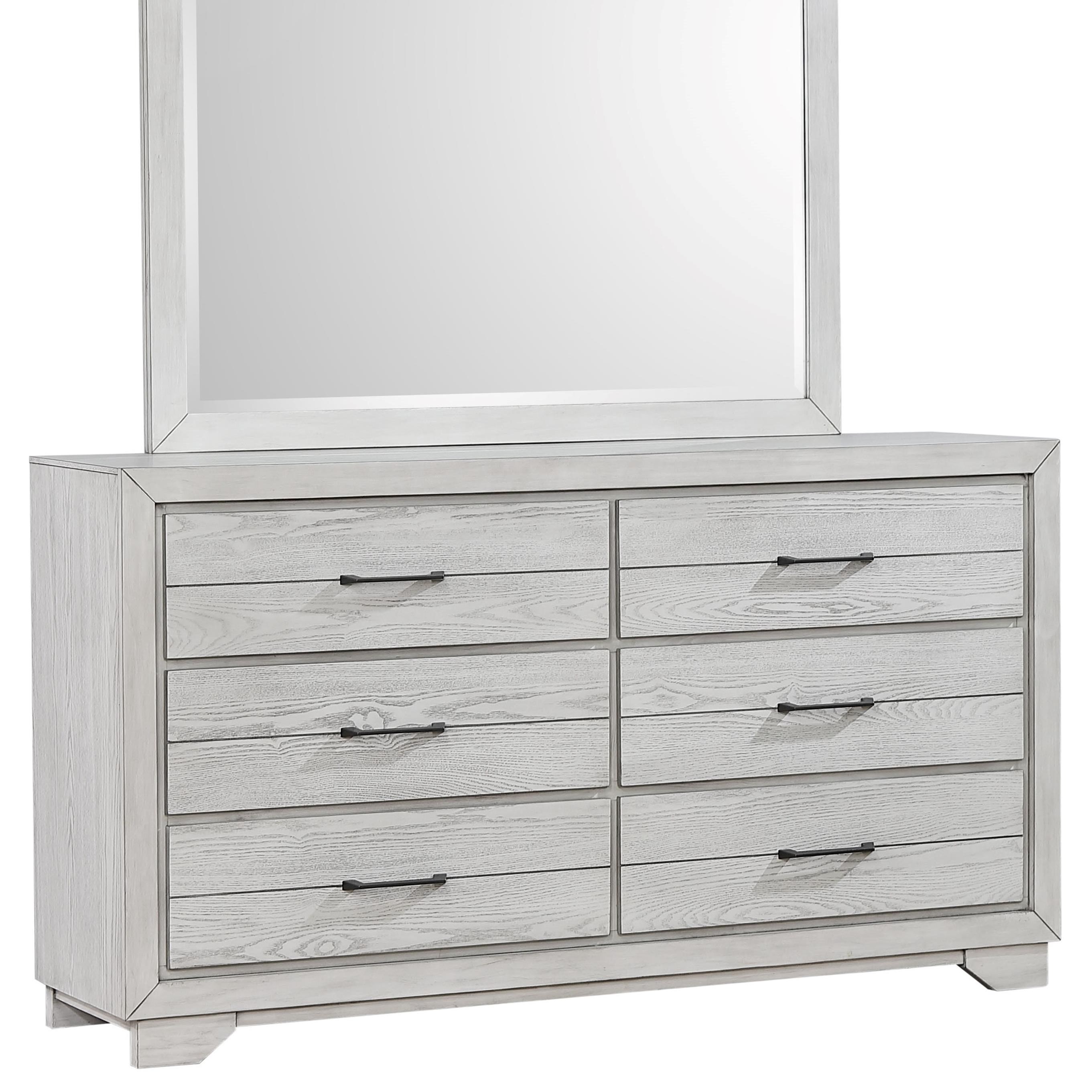 Belfort Essentials White Sands Contemporary 6 Drawer Dresser With