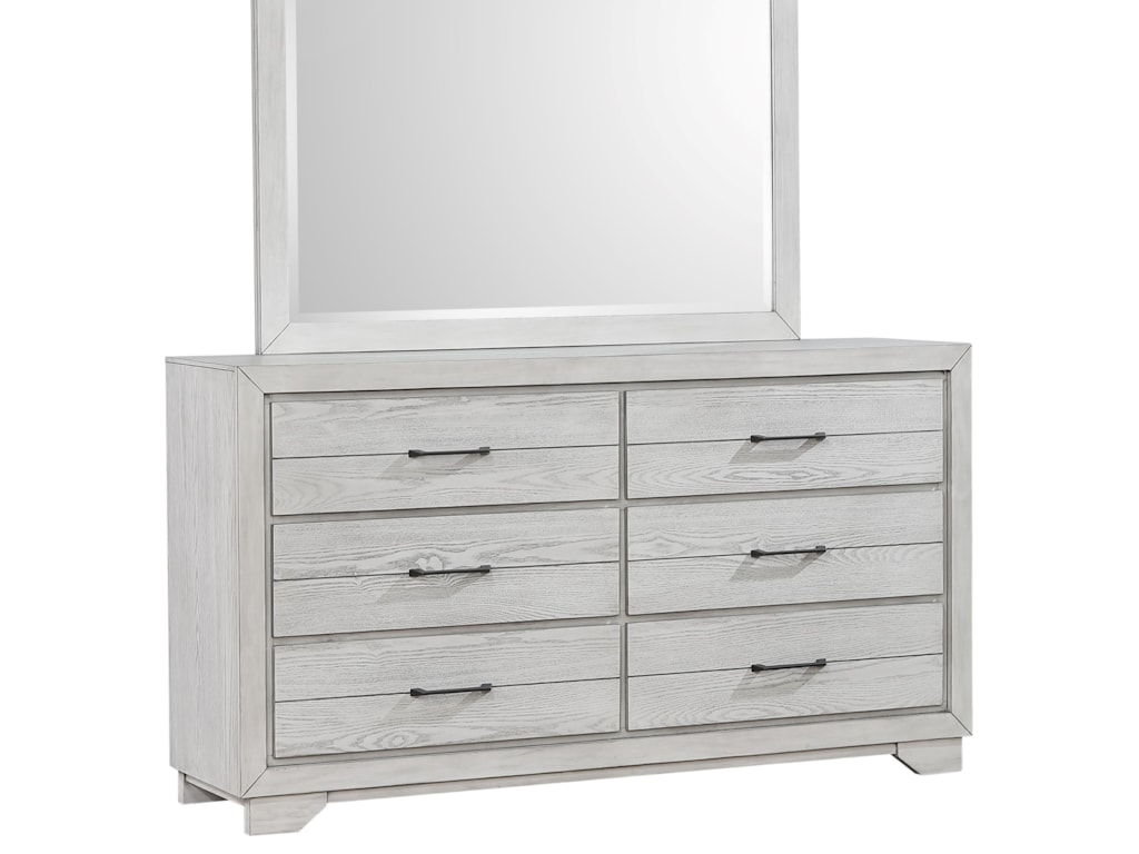 Belfort Essentials White Sands Contemporary 6 Drawer Dresser With