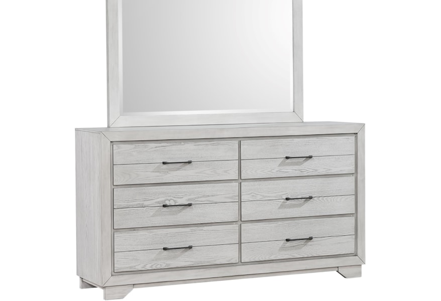 Belfort Essentials White Sands Contemporary 6 Drawer Dresser With