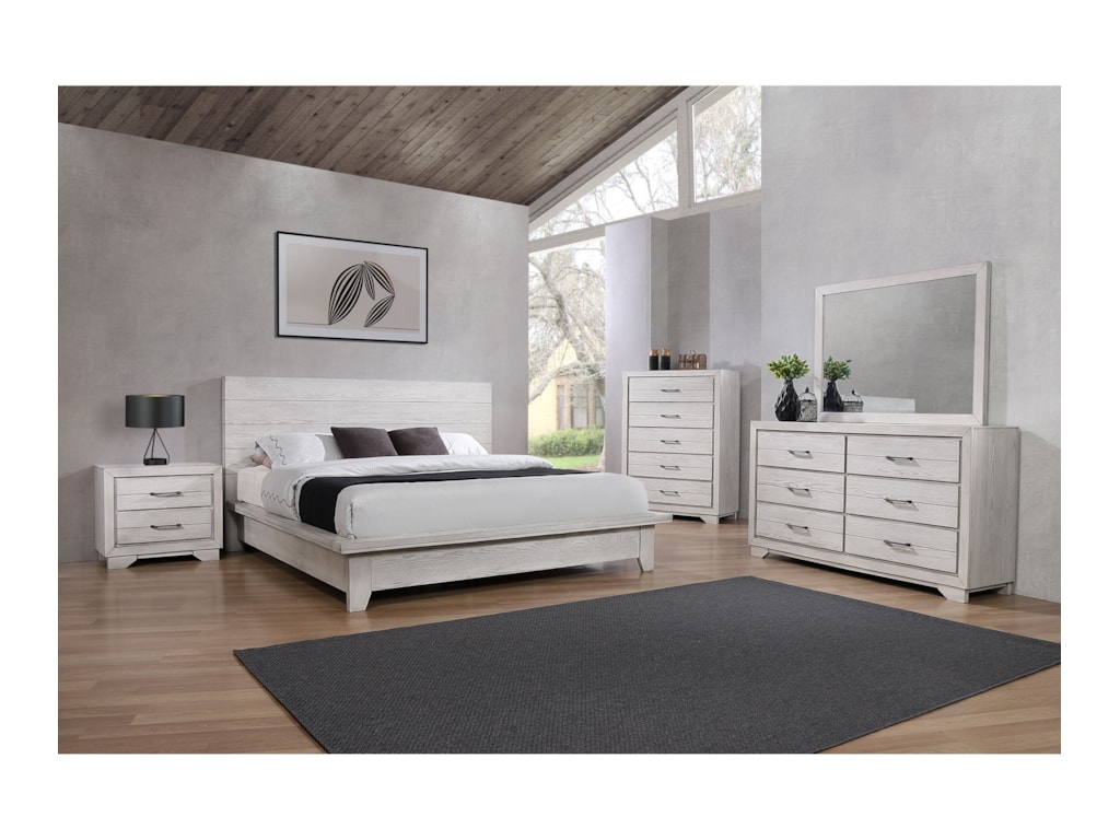 Crown Mark White SandsKing Bed