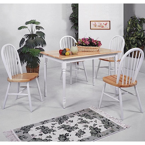 Crown Mark Windsor Solid 5 Piece Slim Rectangular Table and Chairs ... Crown Mark Windsor Solid 5 Piece Slim Rectangular Table and Chairs ...