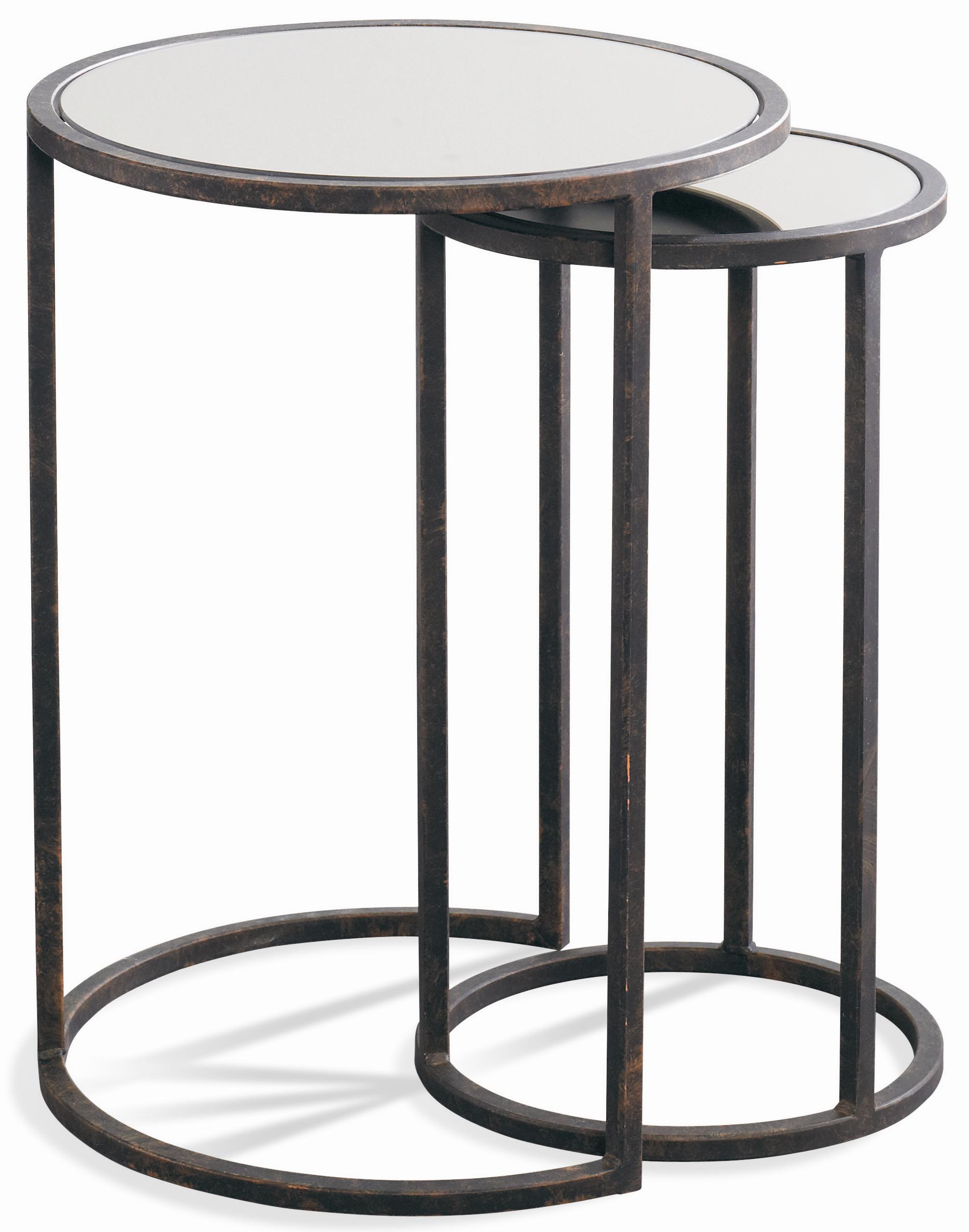 Nest of Aged Iron and Bronze Mirrored Glass Tables