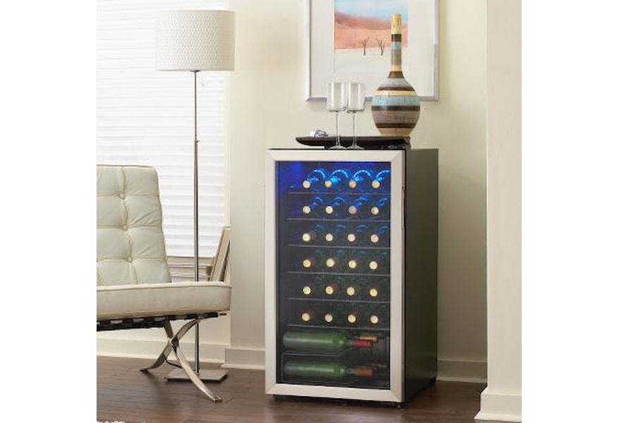 Danby Dwc93blsdb 3 3 Cu Ft Wine Cooler With 36 Bottle Capacity Furniture And Appliancemart Refrigerator Wine Cooler