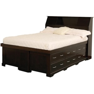 Daniel S Amish Elegance Queen Bookcase Bed With 12 Underbed Drawers Hudson S Furniture Captain S Beds