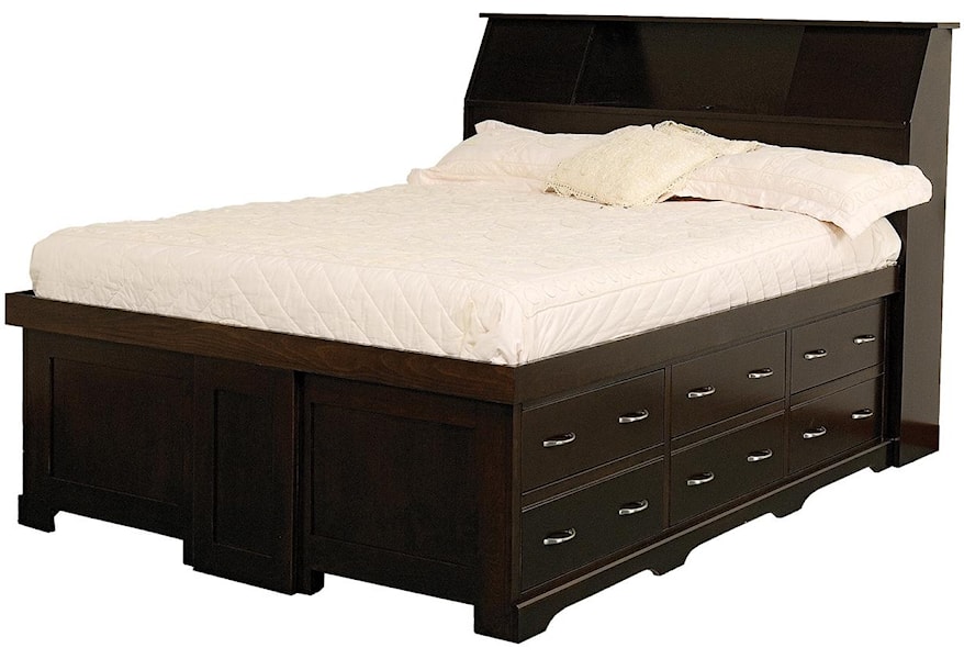 Daniel S Amish Elegance Queen Bookcase Bed With 12 Underbed