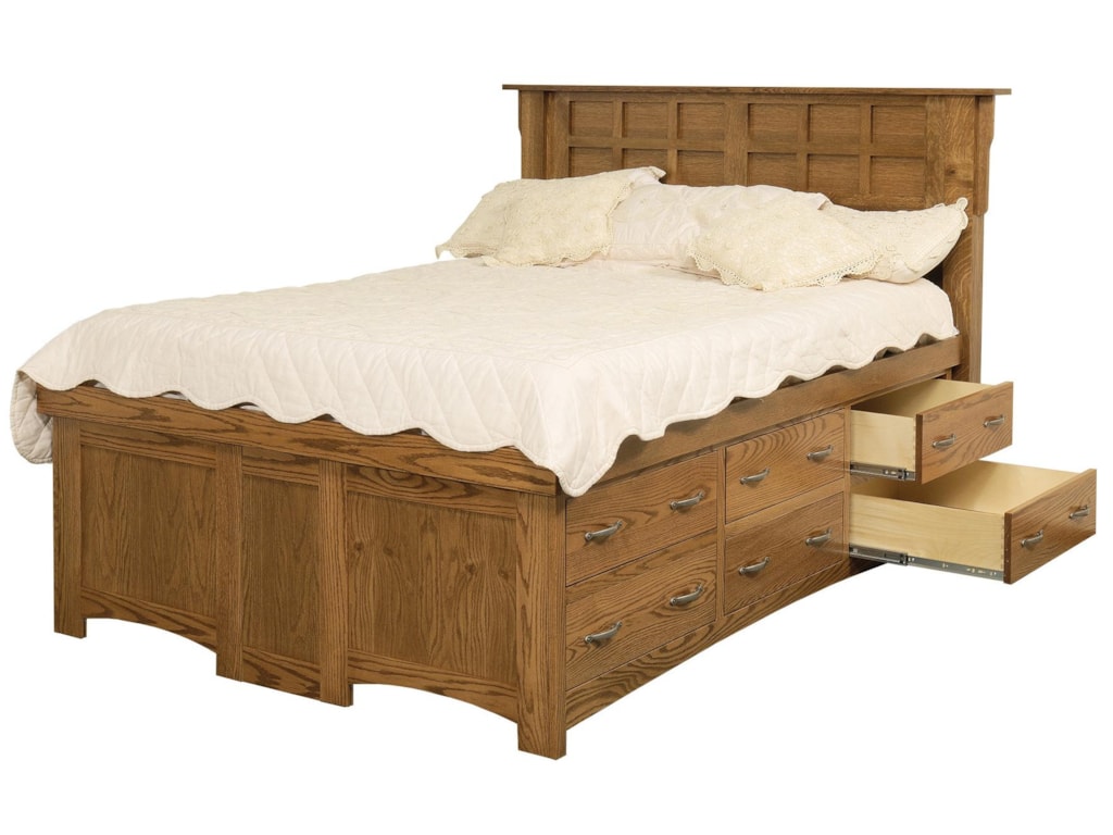 Daniel S Amish Arts And Crafts King Solid Wood Pedestal Bed With 12 Daniel S Amish Arts And Craftsking Storage Pedestal Bed