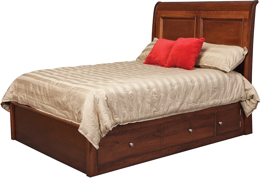 Daniel S Amish Classic Queen Sleigh Pedestal Bed With 60