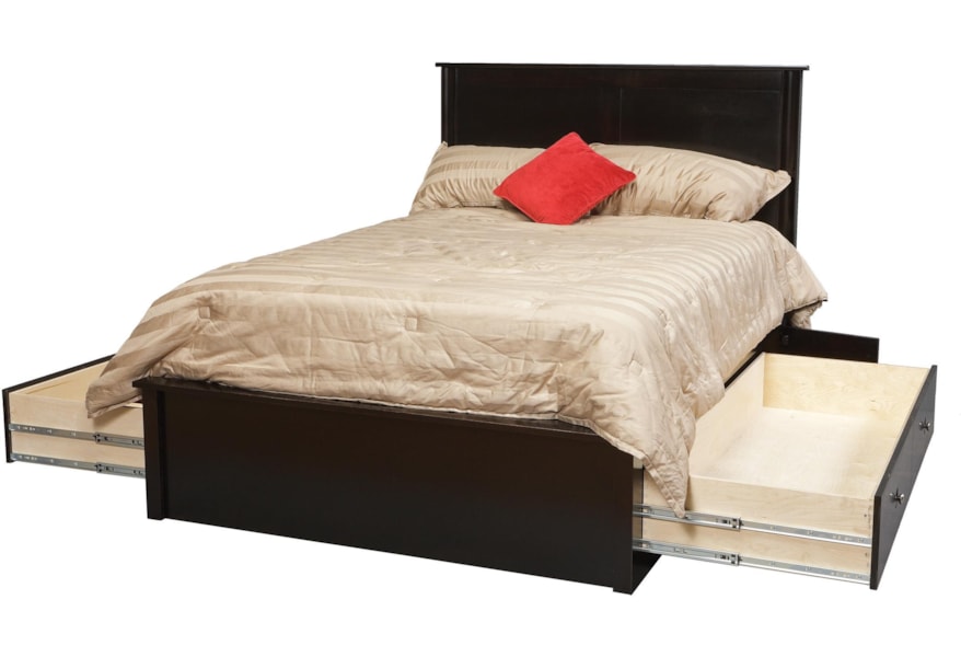 Daniel S Amish Cosmopolitan Queen Pedestal Bed W 60 Storage Drawers On Each Side Hudson S Furniture Platform Beds Low Profile Beds