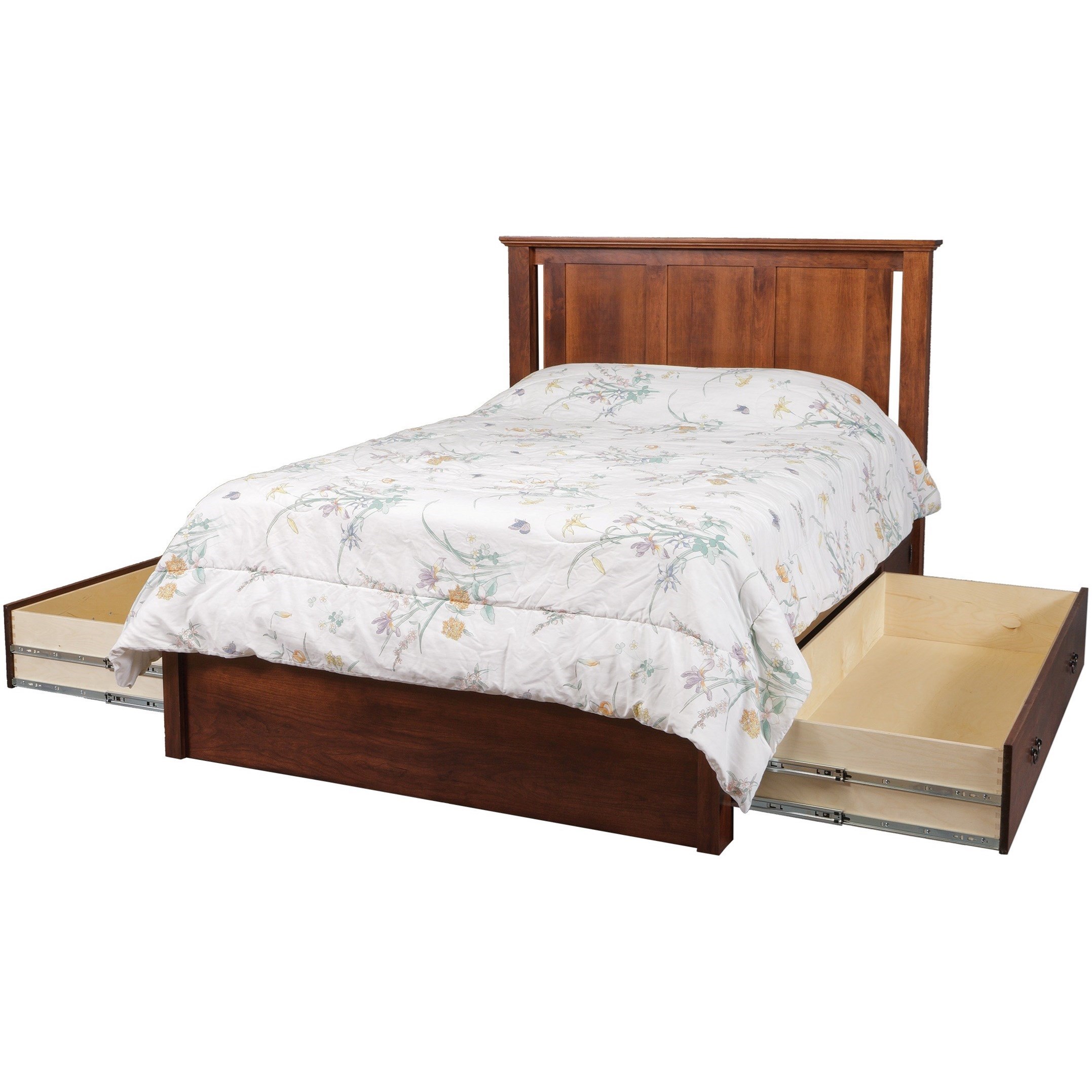 Daniel S Amish Elegance Queen Pedestal Bed With 60 Wide Drawers