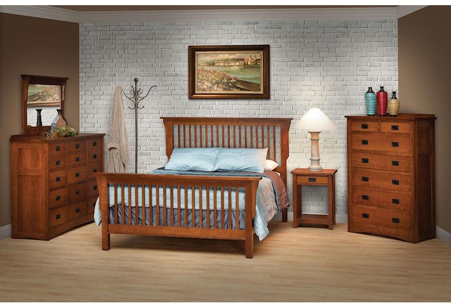 Daniel S Amish Mission California King Mission Style Frame Bed With Headboard Footboard Slat Detail Belfort Furniture Panel Beds