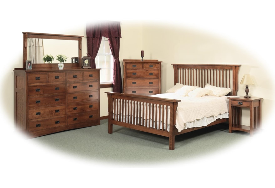 Daniel S Amish Mission King Mission Style Frame Bed With Headboard Footboard Slat Detail Belfort Furniture Panel Beds Mission Style Queen Bedroom Set