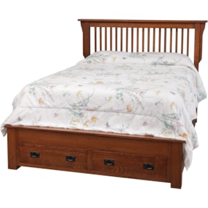 Daniel S Amish Mission Queen Storage Bed With 2 Footboard End Drawers H L Stephens Panel Beds