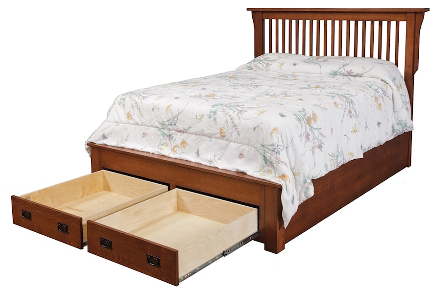 Daniel S Amish Mission Queen Storage Bed With 2 Footboard
